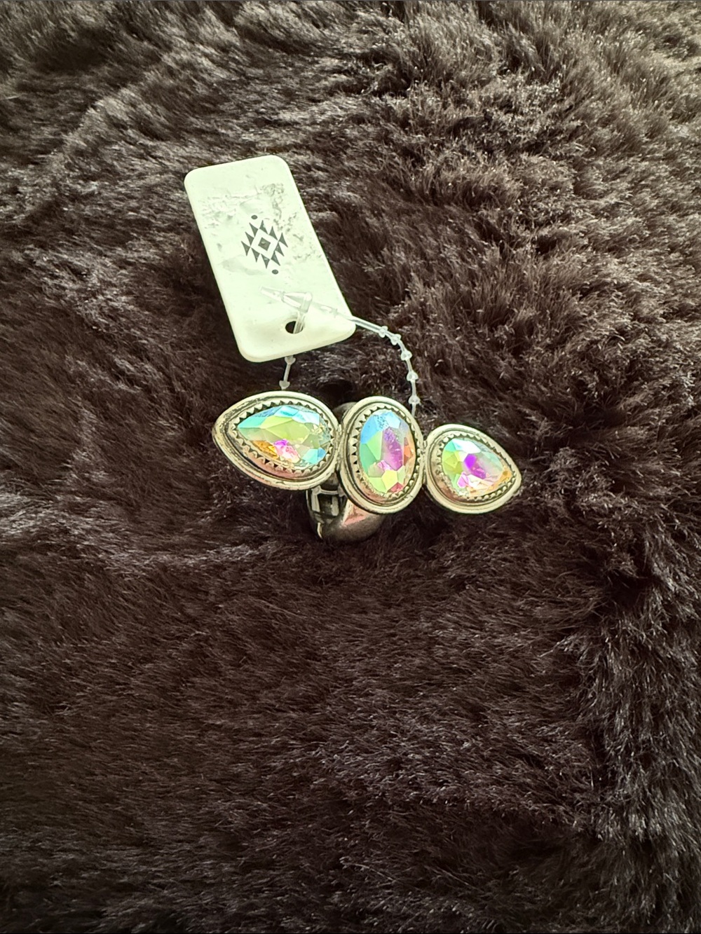 Aurora Crystal Trio Statement Ring - Iridescent